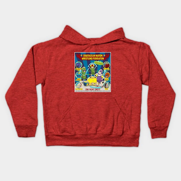 CRUSTACEAN NATION WRESTLING FEDERATION Kids Hoodie by leckydesigns